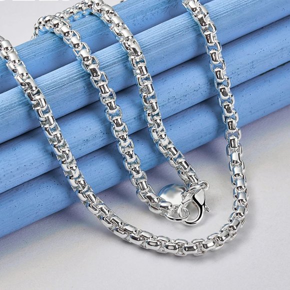 Awesome 22 Inch Long Round Box Necklace 4mm Wide, - Picture 11 of 11